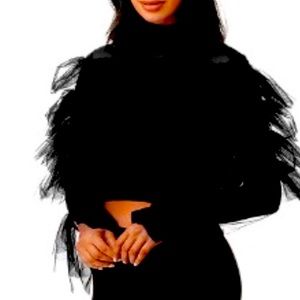 Sheer mesh black blouse